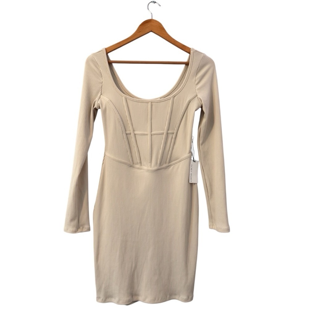 Floret Studios Cream Ribbed Boned Dress Medium